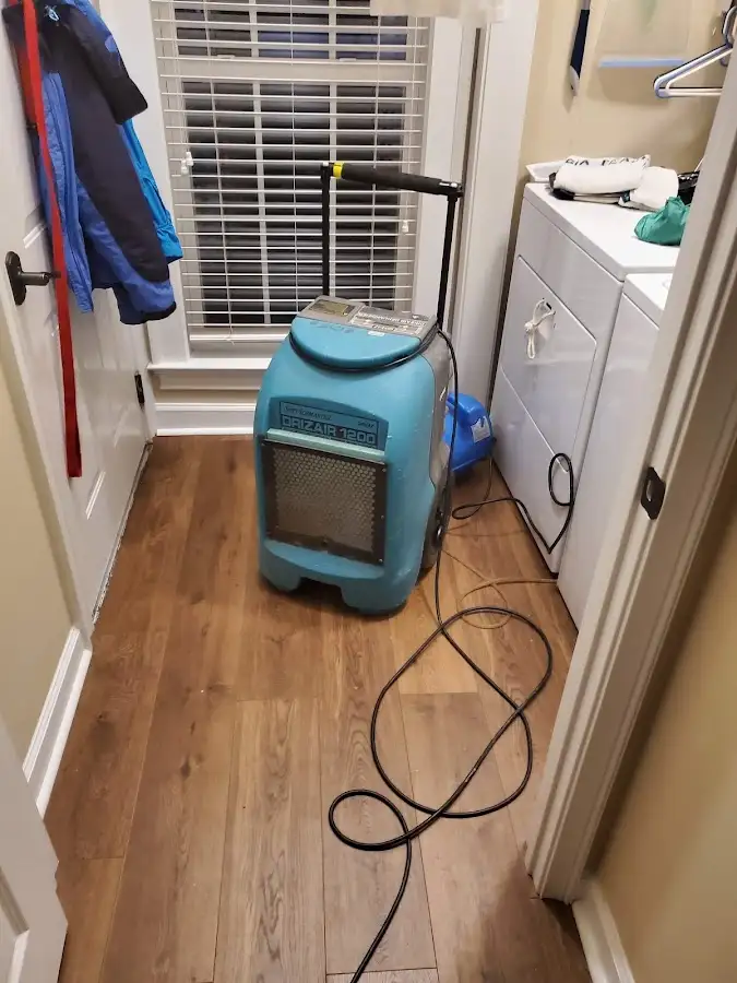 Commercial dehumidifier deployed for Flood Damage Cleanup in Denton